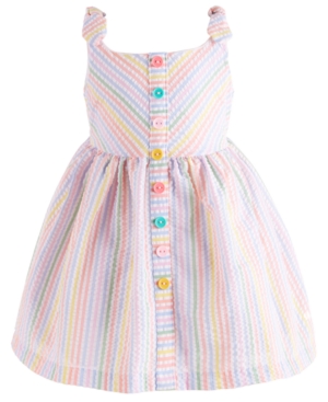 Bonnie Baby Baby Girls Rainbow-Stripe Seersucker Dress