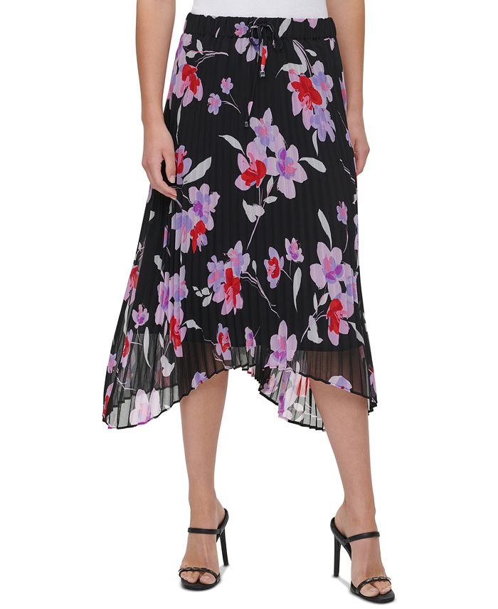 Calvin Klein Plus Size Floral-Print Midi Skirt - Macy's