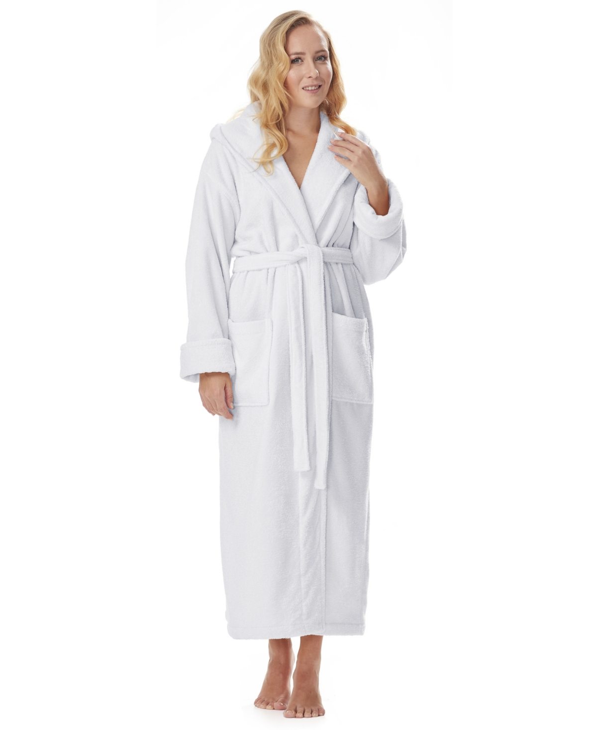 Arus Women's Hooded Full Length Gots Certified Organic Turkish Cotton Bathrobe