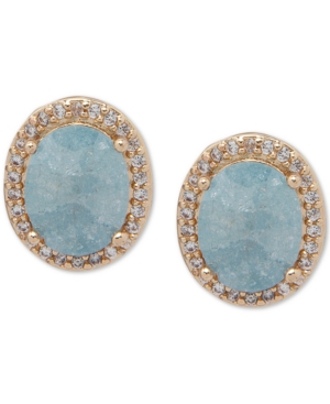 image of lonna & lilly Gold-Tone Pave & Stone Oval Stud Earrings