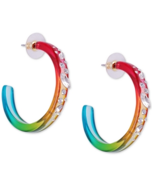 image of Guess Silver-Tone Medium Crystal-Frosted C-Hoop Earrings, 1.5