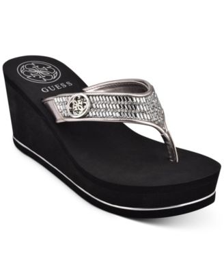 guess black wedge flip flops