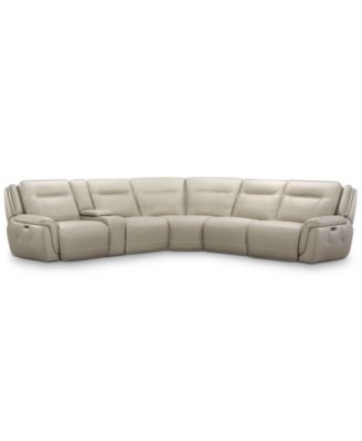 Lenardo 6-Pc. Leather Sectional with 2 Power Recliners and Console, Created for Macy's