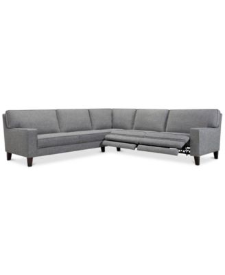 CLOSEOUT! Sandrew 3-Pc. Fabric Sectional with 2 Power Foot Rests, Created for Macy's