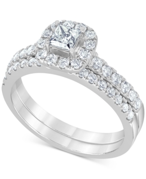 image of Diamond Princess Halo Bridal Set (1 ct. t.w.) in 14k White Gold