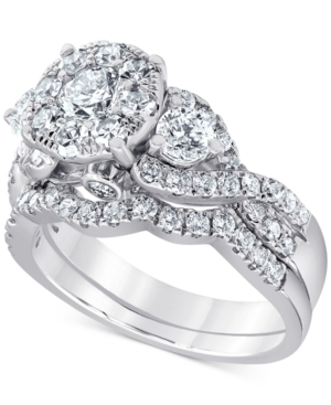 image of Diamond Halo Cluster Bridal Set (2 ct. t.w.) in 14k White Gold