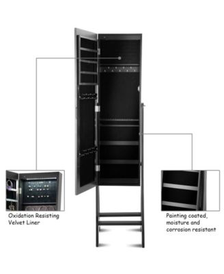 LED Jewelry Cabinet Organizer Bevel Edge Mirrored Standing