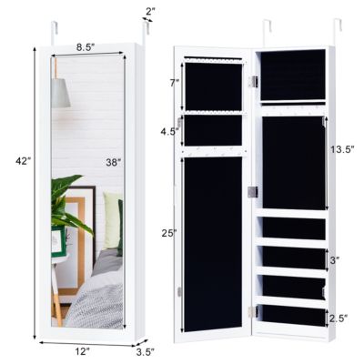 Door Mounted Mirrored Jewelry Cabinet