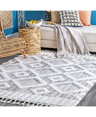 Lorden Theola Geometric High-Low Gray Area Rug