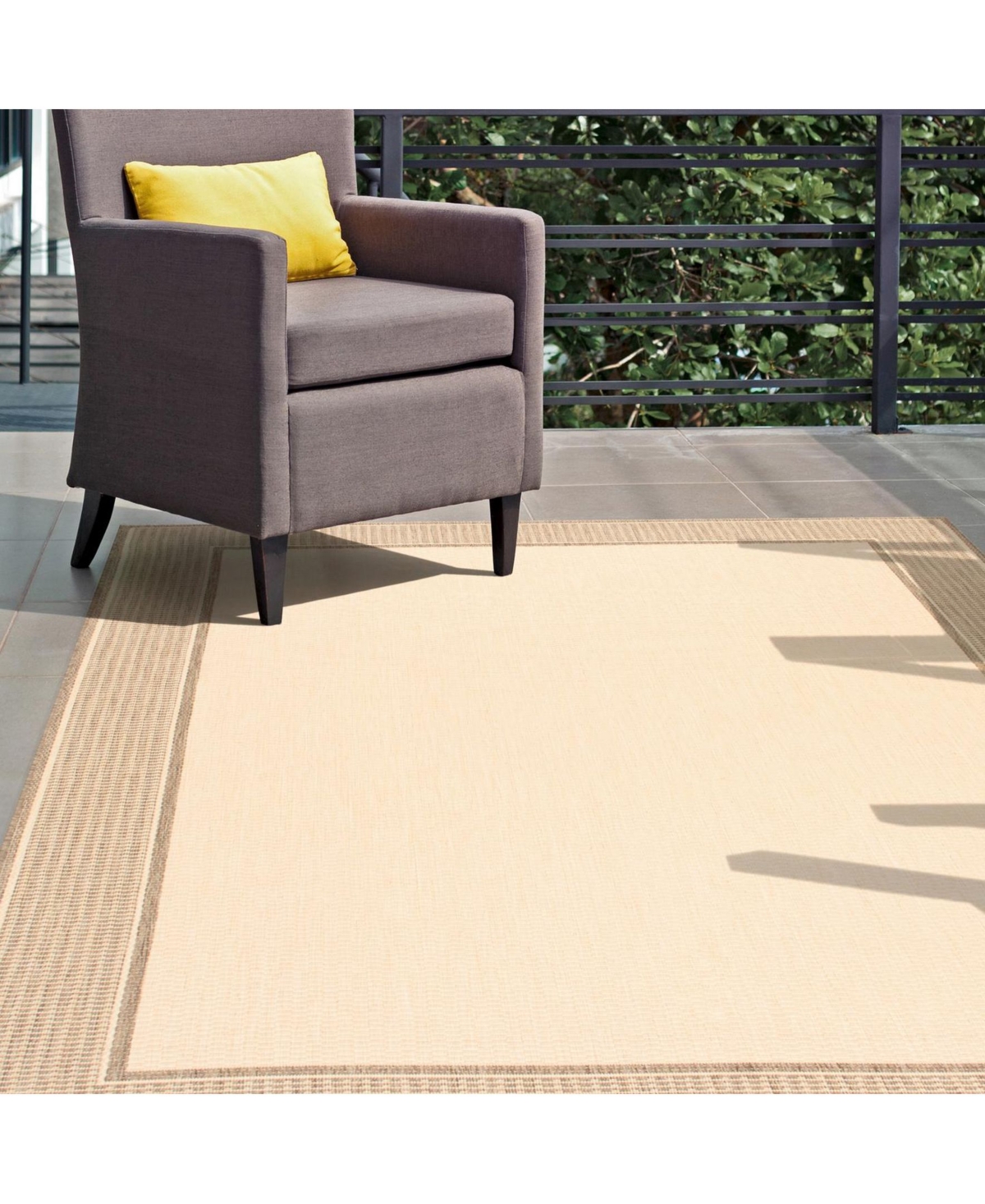 nuLoom Dawn Gris BorderOutdoor Area Rug - Beige