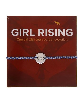 Girl Rising - Sterling Silver and Blue Thread Bracelet - I am Change
