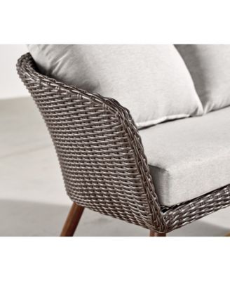 Athens All-Weather Wicker Seat Outdoor Bench with Cushions