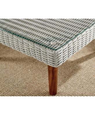 Albany All-Weather Wicker Outdoor Square Coffee Table with Glass Top