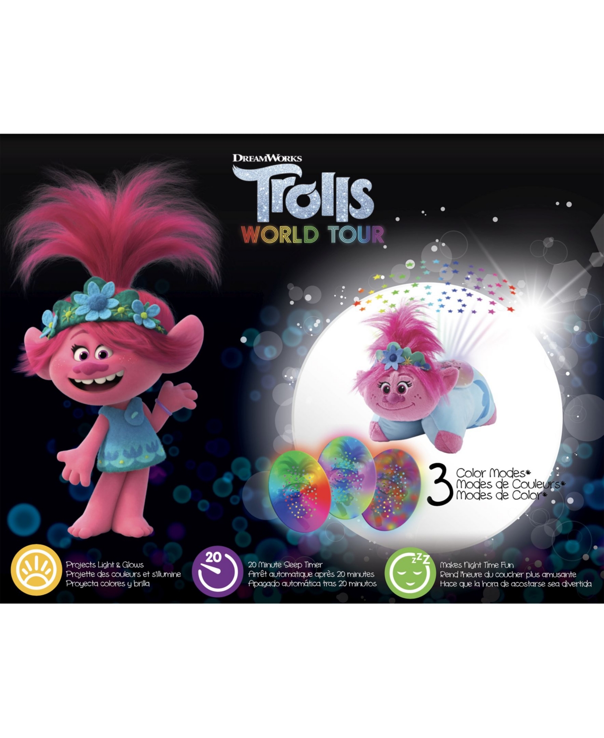 Pillow Pets Dreamworks Trolls 2 Poppy Sleeptime Lite Plush Toy In Pink