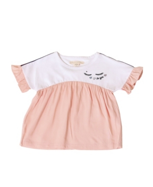 Kinderkind Toddler Girls Color Block Top with Ruffle Sleeve