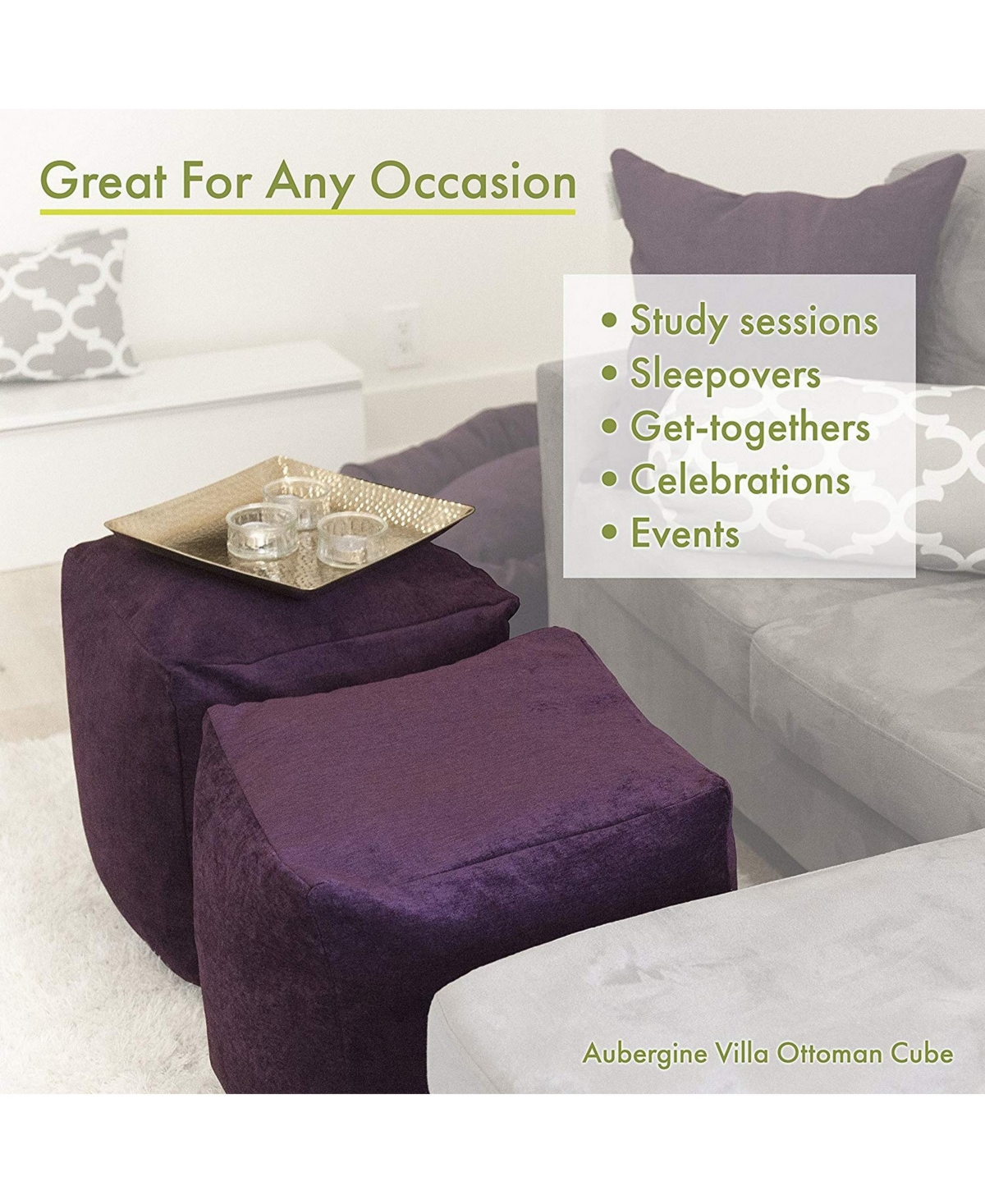Majestic Home Goods Links Ottoman Pouf Cube with Removable Cover 17