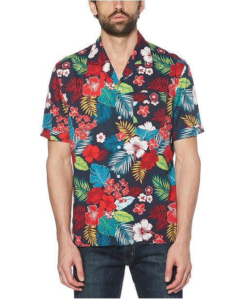Original Penguin Men S Floral Print Short Sleeve Button Down Shirt