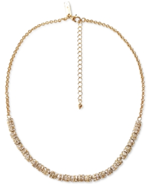 image of Inc Gold-Tone Pave Rondelle-Beaded Collar Necklace, 16