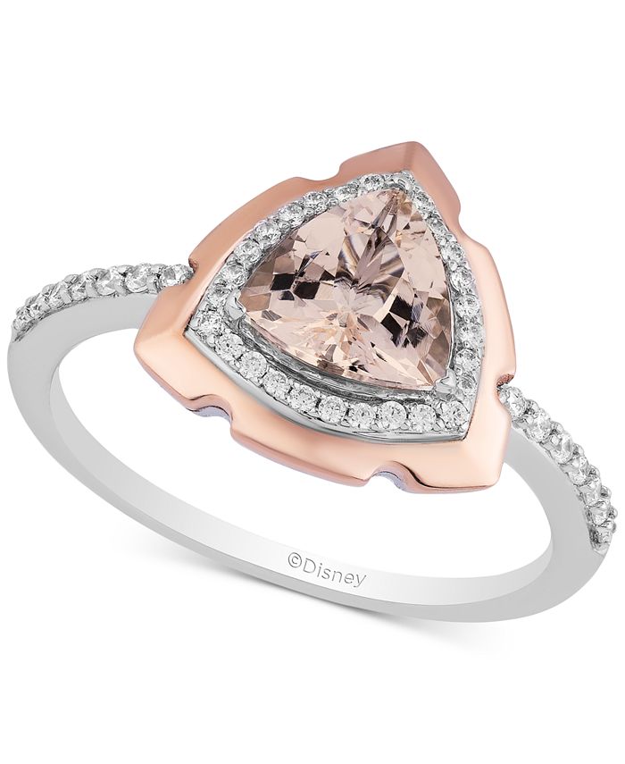 Enchanted Disney Fine Jewelry - Morganite (1-1/6 ct. t.w.) & Diamond (1/5 ct. t.w.) Aurora Two-Tone Ring in Sterling Silver & 14k Rose Gold