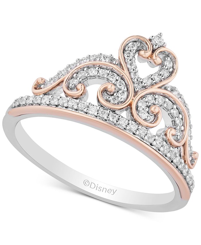 Enchanted Disney Fine Jewelry - Diamond Majestic Princess Ring (1/4 ct. t.w.) in Sterling Silver & 14k Rose Gold