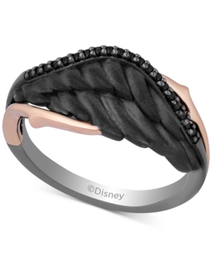 Enchanted Disney Diamond Maleficent Villains Wing Ring (1/10 ct tw) in 14k Rose Gold & Black Rhodium-Plated Sterling Silver