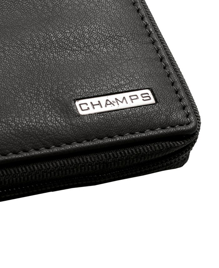 CHAMPS Men's Leather RFID Zip-Around Wallet in Gift Box & Reviews - All ...