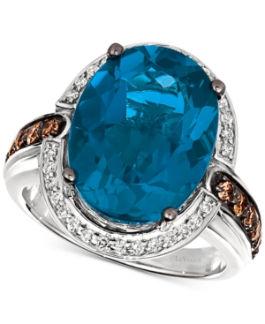 image of Le Vian Deep Sea Blue Topaz (10-1/2 ct. t.w.) & Diamond (3/4 ct. t.w.) Ring in 14k White Gold