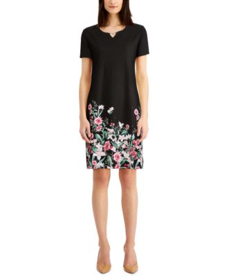 Karen Scott Plus Size Floral-Print Split-Neck Dress, Created for Macy's ...