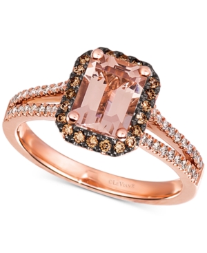 image of Le Vian Peach Morganite (1-3/4 ct. t.w.) & Diamond (1/3 ct. t.w.) Statement Ring in 14k Rose Gold
