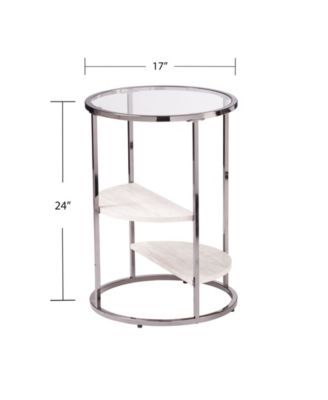 Cabot Round Side Table with Faux Stone