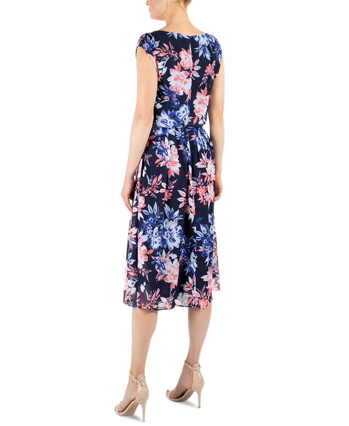 Donna Ricco Floral-Print Midi Shirtdress - Macy's