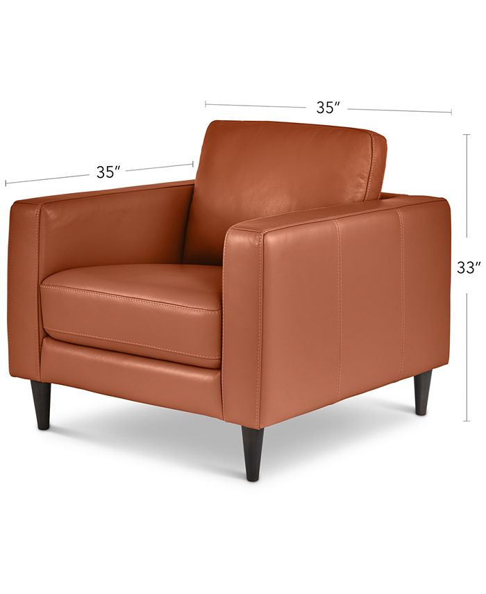 Macy's Jennis 35" Leather Arm Chair, Created for Macy's & Reviews