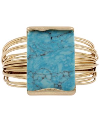 Robert Lee Morris Soho - Gold-Tone Geometric Multi-Row Statement Cuff Bracelet