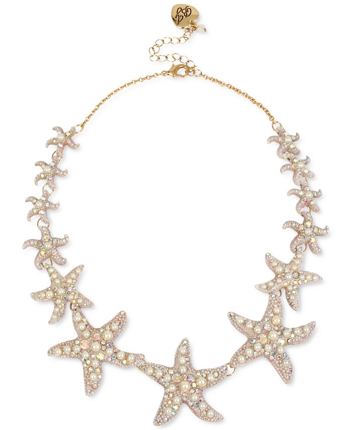 Betsey Johnson Gold-Tone Pavé & Imitation Pearl Starfish Collar ...