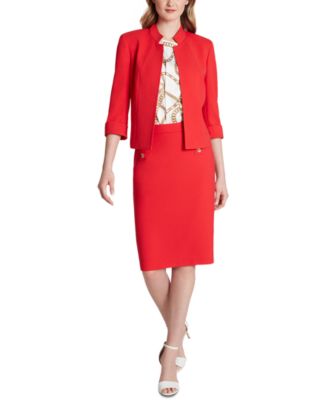 tahari red skirt suit