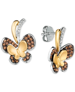 image of Le Vian Diamond Butterfly Drop Earrings (3/8 ct. t.w.) in 14k Gold & 14k White Gold