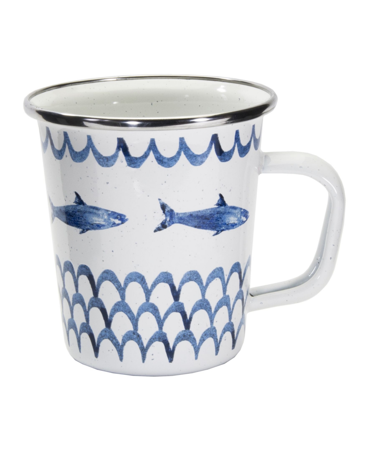 Fish Camp Enamelware Latte Mugs, Set of 4 - Blue