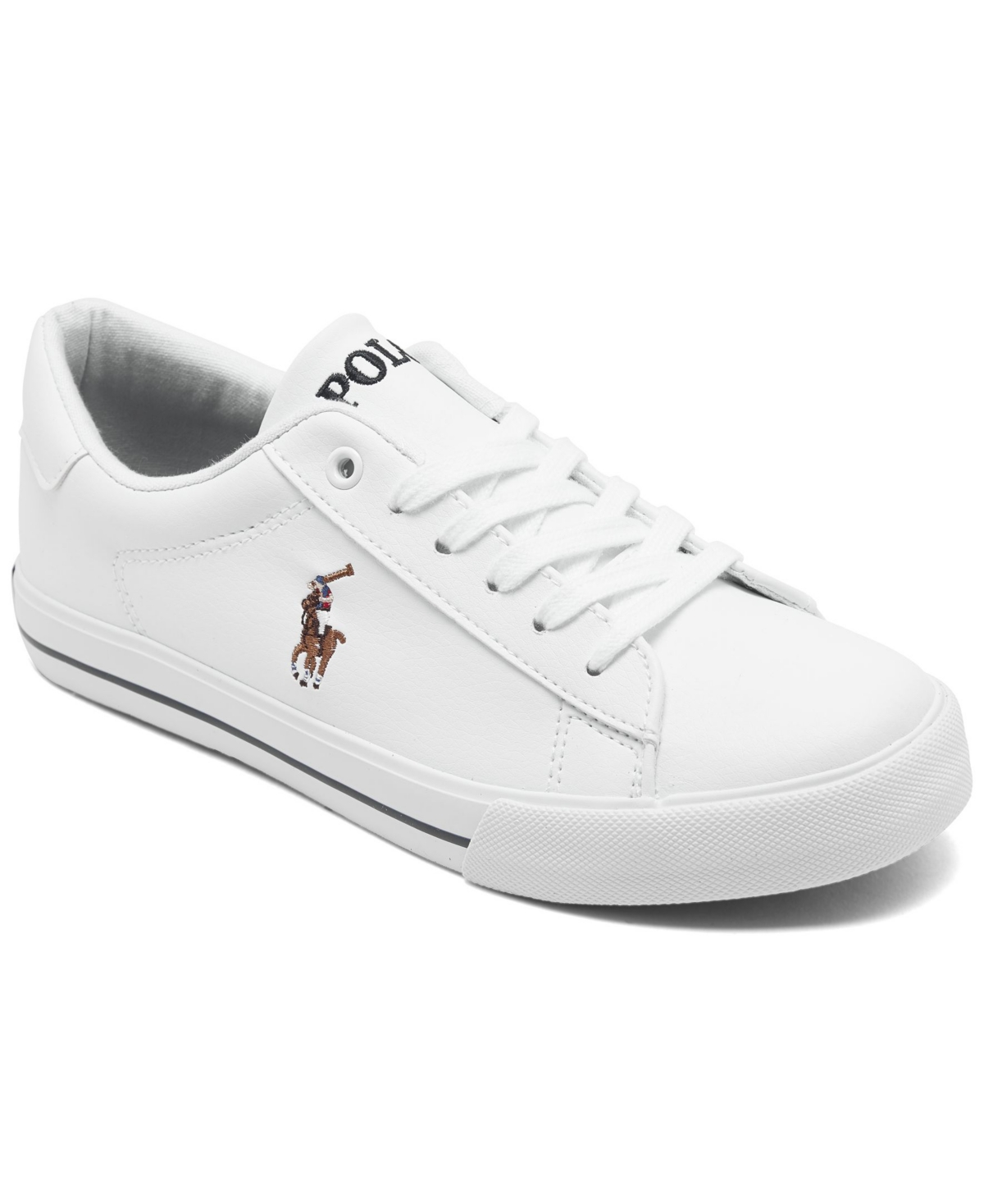 Polo Ralph Lauren Kids' Big Boys Easten Ii Casual Sneakers From Finish Line In White Tumbled,multi