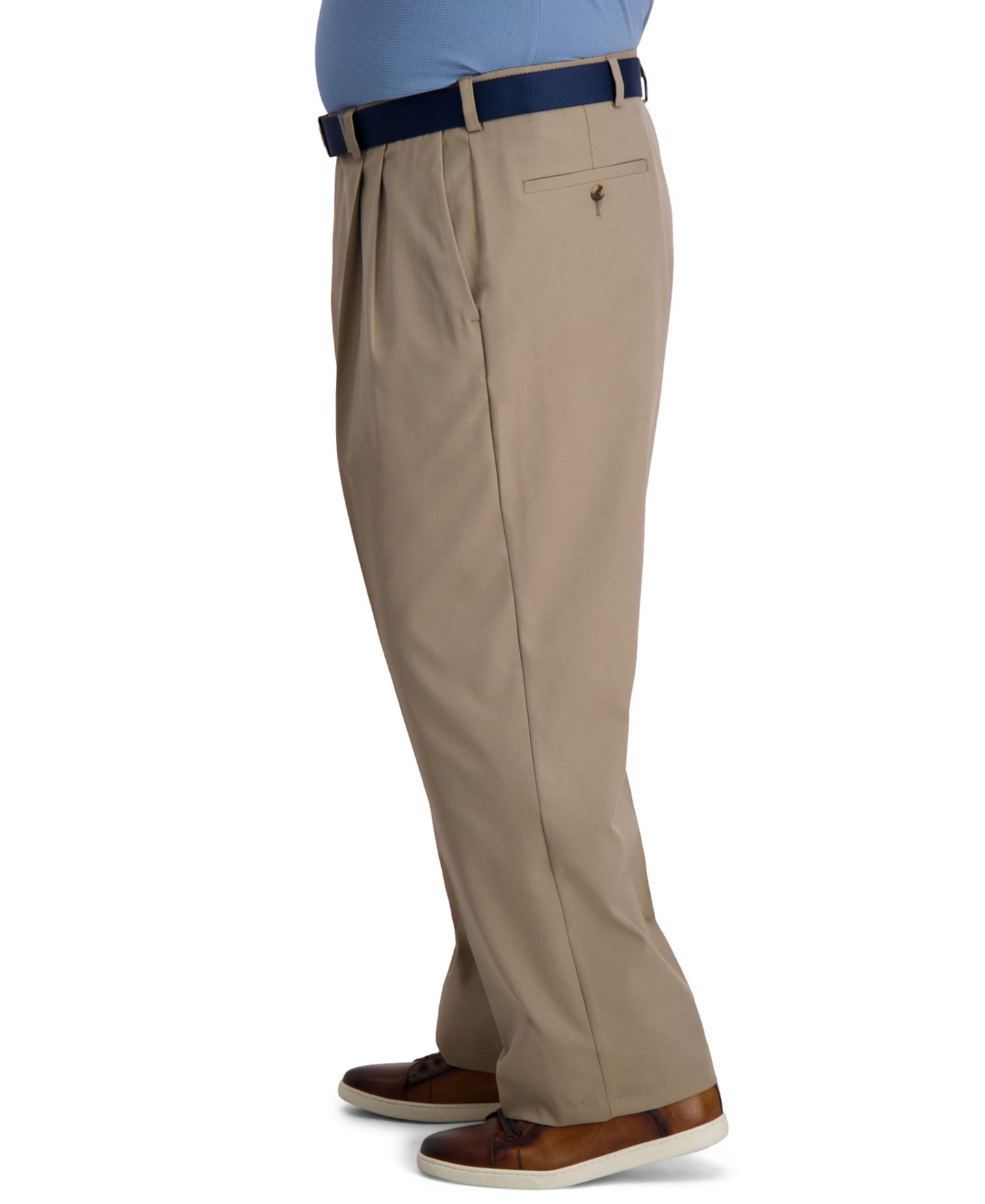 Мужские брюки Haggar Big & Tall Cool Right Performance Flex Classic Fit Pleated Pant, цвет: Бежевый меланжевый — фото 3