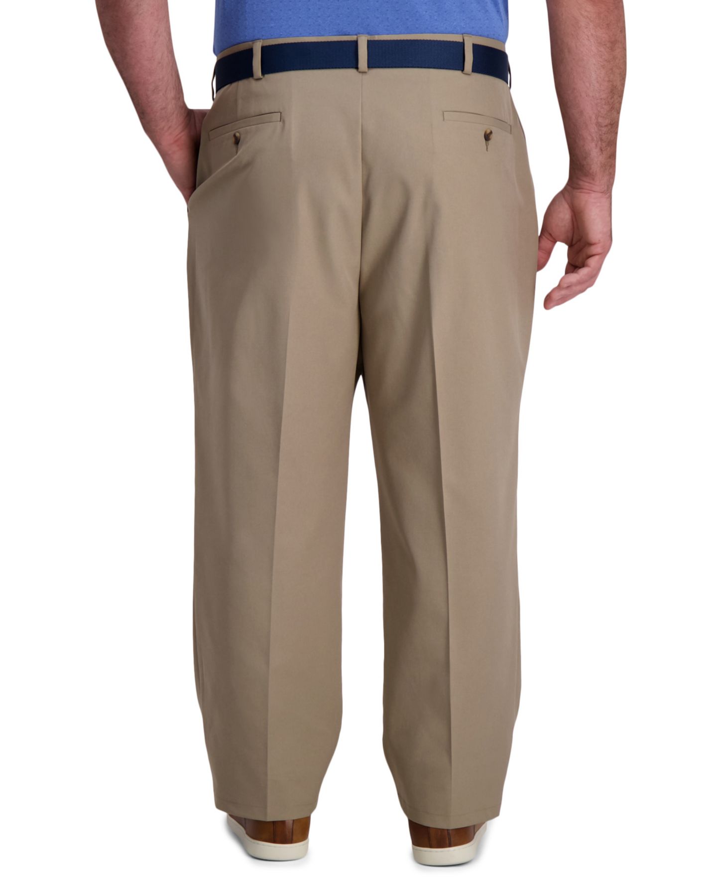 Мужские брюки Haggar Big & Tall Cool Right Performance Flex Classic Fit Flat Front Pant, цвет: Бежевый меланжевый — фото 2
