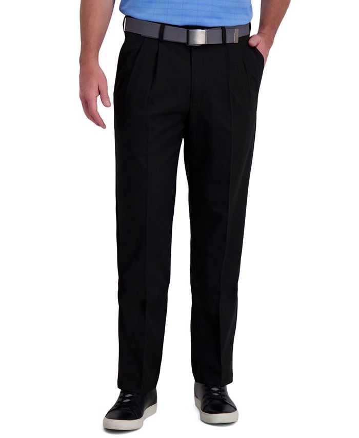 Haggar - Men's Classic-Fit Cool Right Performance Flex Pleated Solid Dress Pants