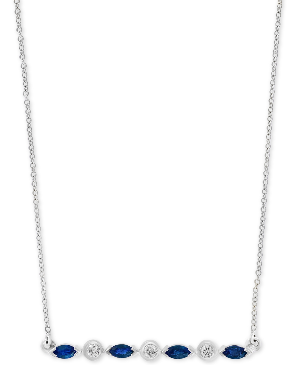 Ruby (3/8 ct. t.w.) & Diamond (1/10 ct. t.w.) 18" Bar Necklace in 14k Rose Gold (Also in Emerald) - Sapphire
