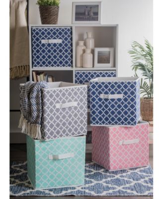 Non-woven Polyester Cube Lattice Square Set of 4
