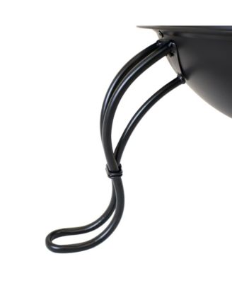 Outdoor Backyard Patio Steel Wood-Burning Fire Pit Chiminea with Rain Cap and Mesh Sides - 66" - Black