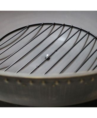 Outdoor Camping or Backyard Large Fire Pit Bowl with Spark Screen, Log Poker, and Metal Wood Grate - 30" - Bronze