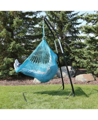 Caribbean Style Extra Large Hanging Rope Hammock Chair Swing with Stand - 300 lb Weight Capacity