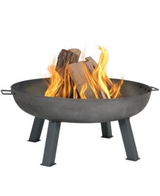 Outdoor Camping or Backyard Round Cast Iron Rustic Fire Pit Bowl with Handles