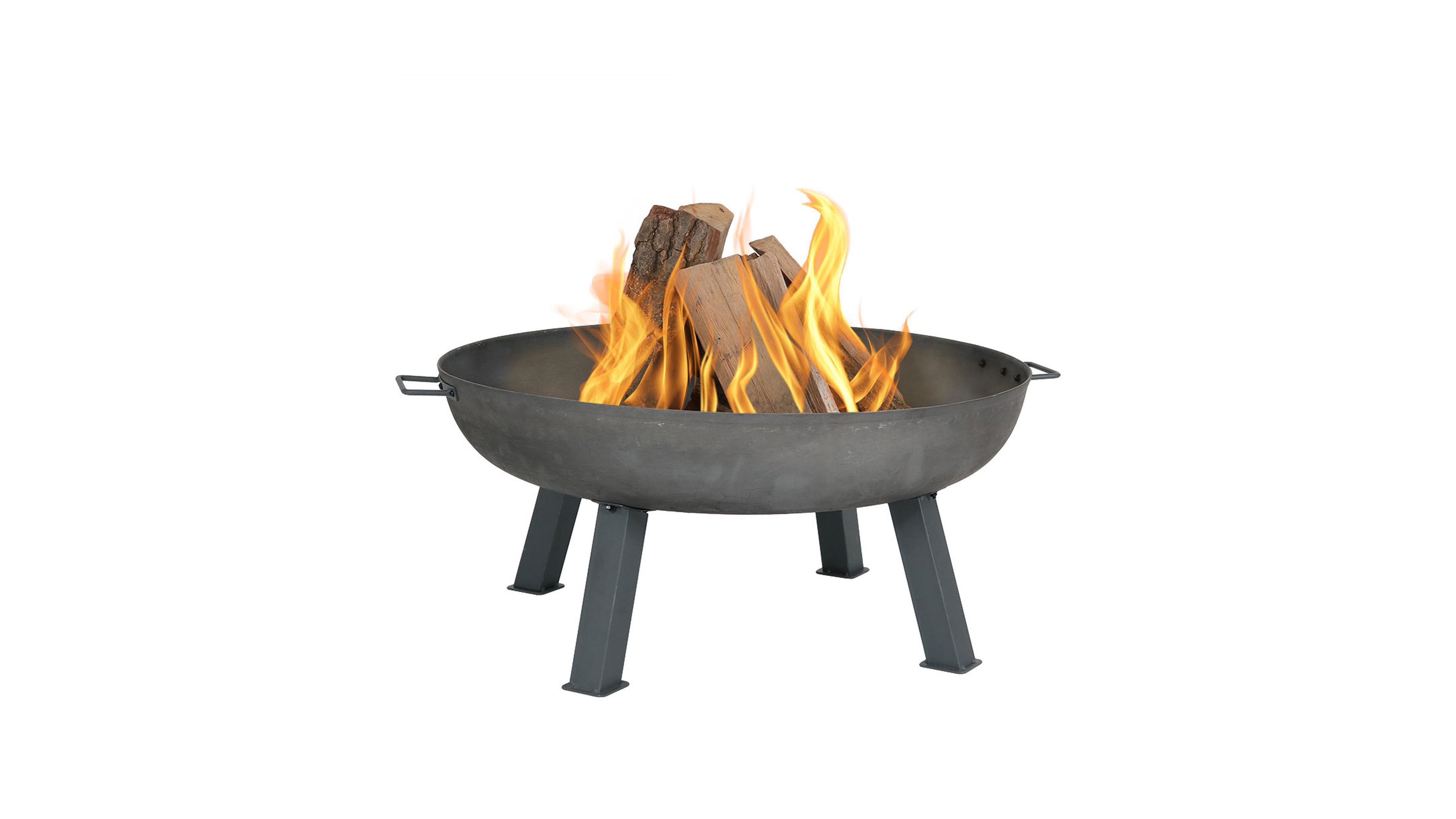 Outdoor Camping or Backyard Round Cast Iron Rustic Fire Pit Bowl with Handles