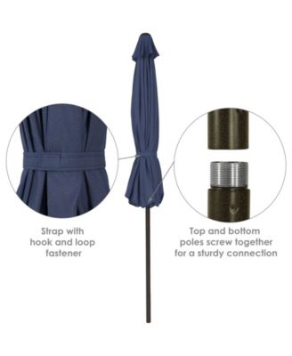 Outdoor Aluminum Patio Umbrella with Fade-Resistant Canopy and Auto Tilt and Crank - 9' - Navy Blue