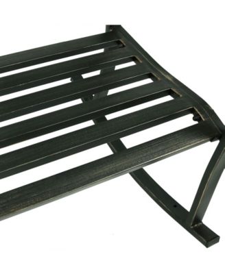 Traditional Fleur-de-Lis Design Cast Iron and Steel Outdoor Rocking Chair